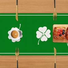 1入組桌布,水彩綠色幸運草桌布,聖帕特里克節桌布,季節性春季節日廚房用餐桌裝飾,室內外均可使用,家庭派對裝飾 - 墨綠色 - 查看 6