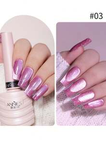 annies 1瓶水晶貓磁力凝膠指甲油,半永久性浸泡式uv Led半永久性閃閃發光指甲油10毫升,新升級版（不包括磁鐵） - 紫羅蘭色 - 查看 5