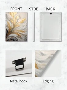 1 Pc Abstract Flower Framed Canvas Wall Art Poster Modern Minimalist Gold And Grey Floral Wall Decor Painting Picture For Bedroom Living Room Decor With Frame Gifts Birthday Graduation