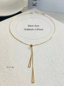 1pc 18k Gold Plated Simple Style Triangle Tassel Pendant Stainless Steel Necklace, Ideal Gift For Women's Festival