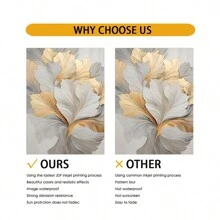 一套 3 张帆布印刷海报，奢华的金色和白色叶子现代艺术，门厅、走廊、卧室、客厅沙发背景的墙壁装饰，装饰性墙壁画，海报（无框架），完美的理想礼物，家居装饰，PVC 管包装