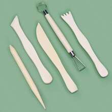 5pcs Wooden Pottery Tools, Made For Clay, Soft Clay And Other Ceramics Material Crafting, With Precise Carving Tools, For Handmade Diy - Yellow - View 2