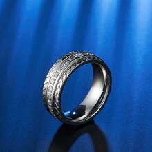 1 件 8 毫米寬全永恆方晶鋯石鑲嵌鈦鋼戒指男士單枚結婚戒指