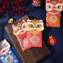 3pcs 2024 Chinese New Year Red Envelopes, Thick Creative Cartoon 3d Dragon Shaped Red Pocket For Lucky Money - Multicolor - View 1