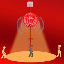 1入組發光磁性門貼,適用於新年裝飾,家居裝飾,感應夜燈,運動傳感器燈,紅色幸運燈掛鉤 - 彩色 - 查看 4