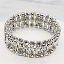 1pc New Arrival White Tiger Eye Stone Bracelet, Minimalist Design, European And American Fashion Style, Unique Design - Silver - View 4