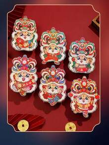 24個2024春節國風紅包,卡通舞獅和龍圖案,慶祝農曆新年 - 款式1 - 查看 8