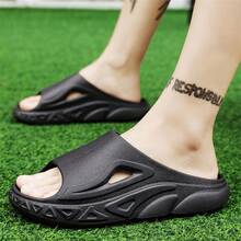 男士休閒拖鞋夏季室內外浴室防滑EVA家居涼鞋 - 黑色 - 查看 3