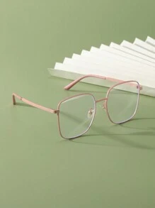 1pair Women's Classic Macaron Color Square Frame Vintage Metal Glasses Clear Glasses Accessories Glasses Accessories For Women