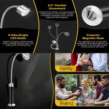 9led靈活軟管手電筒,具有磁鐵,非常適合露營,燒烤,修理,戶外或家庭緊急照明,是男士,爸爸,丈夫,工匠等的超酷軟管燈禮物 - 黑色 - 查看 10