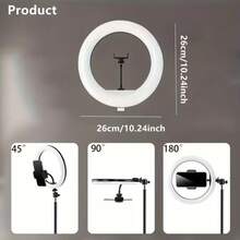 10 Inch Round Selfie Light With Tripod Stand - Black - View 7