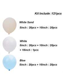 121入組沙、白、藍色乳膠氣球套裝,適用於兒童,男孩生日派對,婚禮,嬰兒淋浴,復活節,派對背景裝飾 - 彩色 - 查看 3