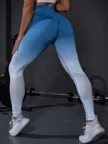 Women Sports Leggings - Blue - View 2