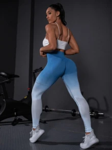 Women Sports Leggings - Blue - View 4