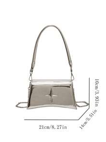 Dedoo 鏈條包女新款質感斜背包洋氣百搭單肩包時尚小方包 - 銀色 - 查看 9