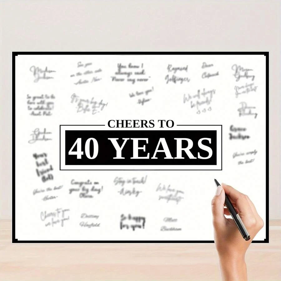 Black 40th Birthday Decorations For Boys Or Girls, Signing Board Guest Book, Funny Birthday Gifts, Sign In Poster For Anniversary, Retirement Decor (Unframed),Wall Art,Canvas Graduation