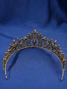 1 件女士彩色水钻皇冠幸运绿色森系头带，银色公主生日配饰，派对礼物，成人仪式发饰 - 黑色 - 查看 6