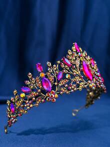 1 件女士彩色水钻皇冠幸运绿色森系头带，银色公主生日配饰，派对礼物，成人仪式发饰 - 黑色 - 查看 4