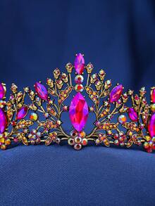 1 件女士彩色水钻皇冠幸运绿色森系头带，银色公主生日配饰，派对礼物，成人仪式发饰 - 黑色 - 查看 3