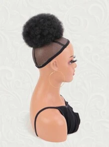 1件装非洲卷发发髻马尾辫，短款合成非洲扭辫抽绳接发，适合女性和女孩佩戴 - 黑色 - 查看 4