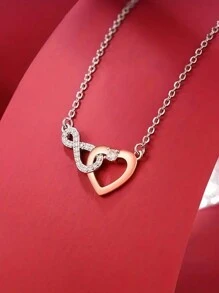 To My Bestie, Heart And Infinity Symbol Inteclocking Pendant Necklace, Friendship Necklace, Gifts For Best Friends - Multicolor - View 2
