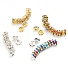 100pcs Iron Alloy Rhinestone Spacer Beads With Stringing Hole For Diy Jewelry Making - Multicolor - View 1