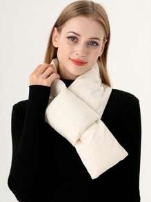 1條男女新款高端冬季圍巾,厚實、保暖、輕盈、交叉、純色、柔軟舒適、適用於滑雪等戶外活動,有黑色/白色/綠色/粉紅色/灰色/圍巾,披肩,是冬天最好的禮物 - 羽絨圍巾 - 查看 16