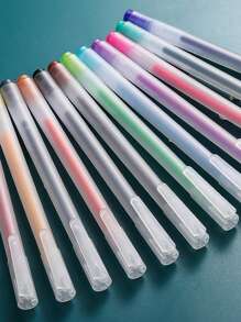 12pcs/Set Highlighter, Neutral Pens For Bullet Journal, Vintage Multicolor & Simple & Creative Pens For Journaling - Multicolor - View 3