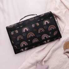 Bolsa Portátil Para Mamás Con Cambiador De Pañales Para Exteriores, Almohadilla Para Cambiar Pañales Con Bolsa Para Toallitas Húmedas, Esterilla Para Cambiar Pañales Resistente Al Agua, Regalo Con Diseño Bohemio De Arcoiris Y Sol Para Niños Y Niñas Recién Nacidos