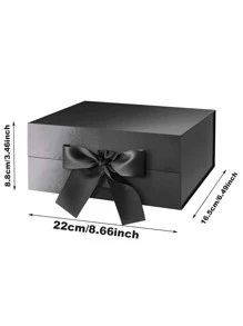 1pc Black Collapsible Gift Box, Gift Packaging Box, Universal Gift Box For Family And Friends Holiday Gifts - Black - View 3