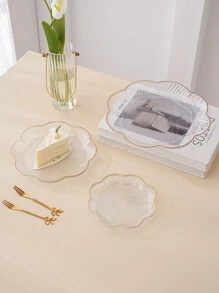 1 件透明/绿色/紫色/灰色/乳白色新奇奢华花朵烫金储物托盘，零食饼干蛋糕展示托盘，节日装饰婚礼托盘