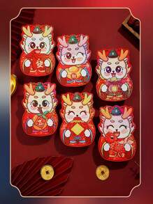 24個2024春節國風紅包,卡通舞獅和龍圖案,慶祝農曆新年 - 款式1 - 查看 6