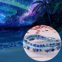 5pcs Boho Bohemian Style Beach Vacation Decor Blue Crystal Rice Beads Bracelet For Women Girls Party Gift Jewelry - Blue - View 8