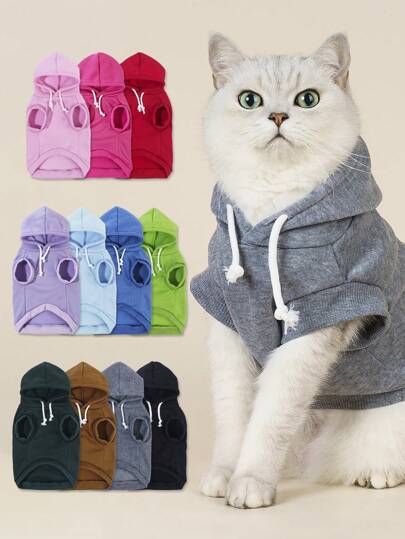 1pc Blue Polyester Basic Style Sleeveless Hoodie With Comfortable Dopamine Colorway For Cats And Dogs, Suitable For Indoor And Outdoor