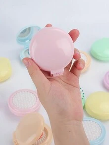 1只隨機顏色便攜式和可摺疊麥可朗色氣墊梳配迷你鏡子,可愛氣墊按摩梳 - 均碼 - 查看 3