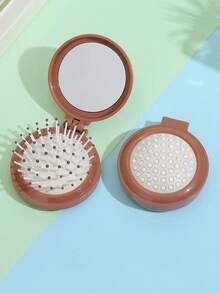 1只隨機顏色便攜式和可摺疊麥可朗色氣墊梳配迷你鏡子,可愛氣墊按摩梳 - 均碼 - 查看 5