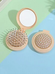1只隨機顏色便攜式和可摺疊麥可朗色氣墊梳配迷你鏡子,可愛氣墊按摩梳 - 均碼 - 查看 6