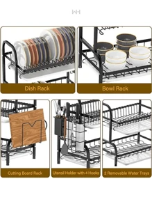 Escurridor de Trastes, Organizador de Platos de 2 Niveles - Multicolor - Ver 4