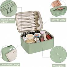 1pc-Travel Cosmetic Bag With Makeup Brush Large Capace Makeup Bag With Handle WaterProof Portable Toiletry Storage Case For Women Men Memorial Women Gnatism Makeup Brush Holder - Multicolor - View 5