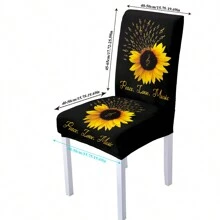 1 Pieza Cubierta De Silla De Girasol, Estilo Casual, Funda Removible Y Lavable De Silla De Comedor Elástica Impresa En Seda De Leche, Adecuada Para Restaurante, Hotel, Ceremonia, Decoración Navideña Y De Festivales