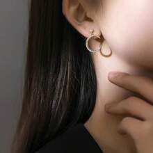 1對八角星&月亮設計耳針,2014新款簡約風格,小巧時尚的歐美流行珠寶,適合日常穿著 - 星月 - 查看 2