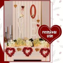 1 件情人节心形花环，母亲节、婚礼、周年纪念、家庭、场景、主题派对装饰、家居装饰、房间装饰、墙壁装饰 - 彩色 - 查看 7