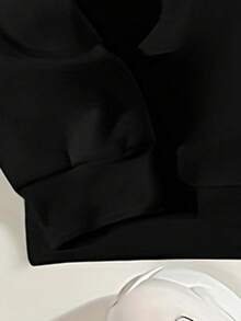 1pc Tween Boy Slogan Print Sweatshirt, Autumn/Winter - Black - View 3