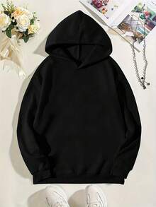 1pc Tween Boy Slogan Print Sweatshirt, Autumn/Winter - Black - View 2