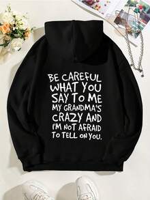 1pc Tween Boy Slogan Print Sweatshirt, Autumn/Winter - Black - View 1