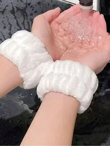 2入組浴室彈性手帶,防滑吸汗手護套,適用於洗臉、運動和沐浴 - 白色 - 查看 4