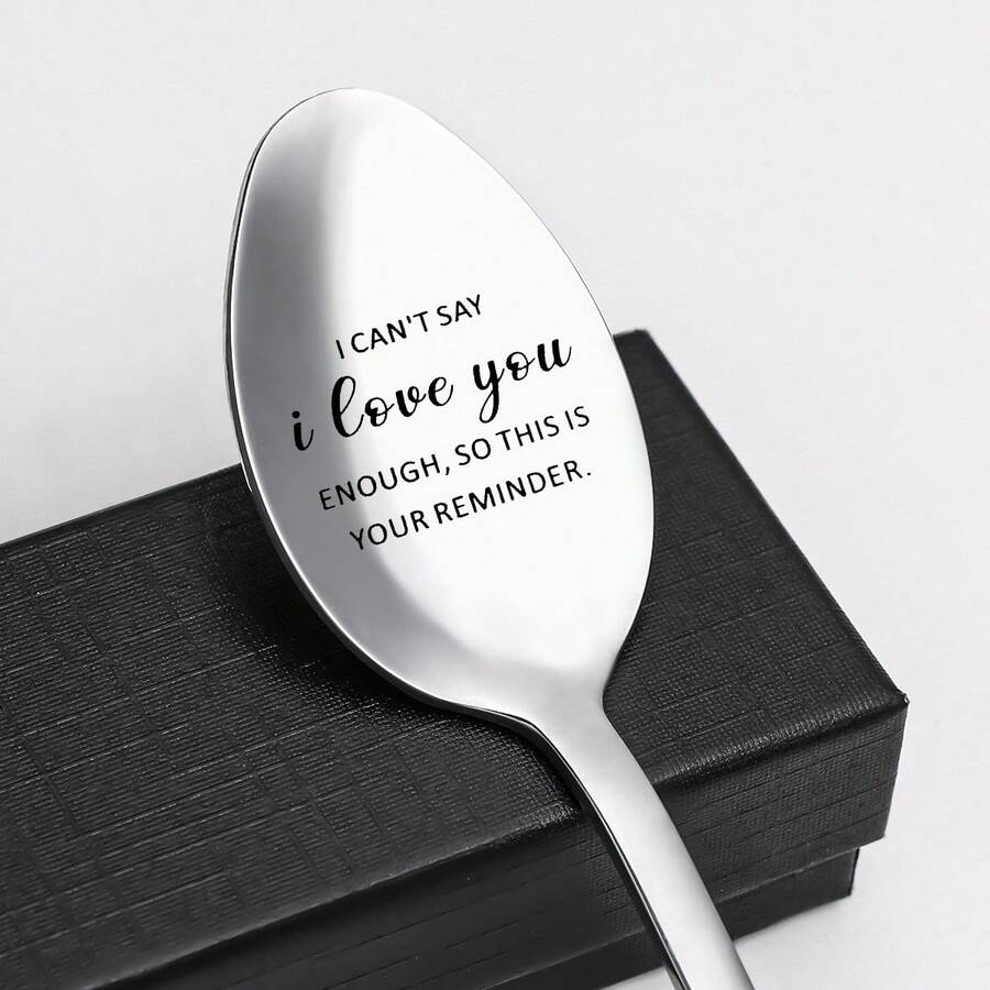 適用於妻子、丈夫、姊妹的雕刻不鏽鋼勺子,咖啡勺子、麥片勺子、冰淇淋勺子、甜點勺子、果醬勺子等等,適合作為假日禮物、生日禮物、週年慶禮物 - 銀色 - 查看 1