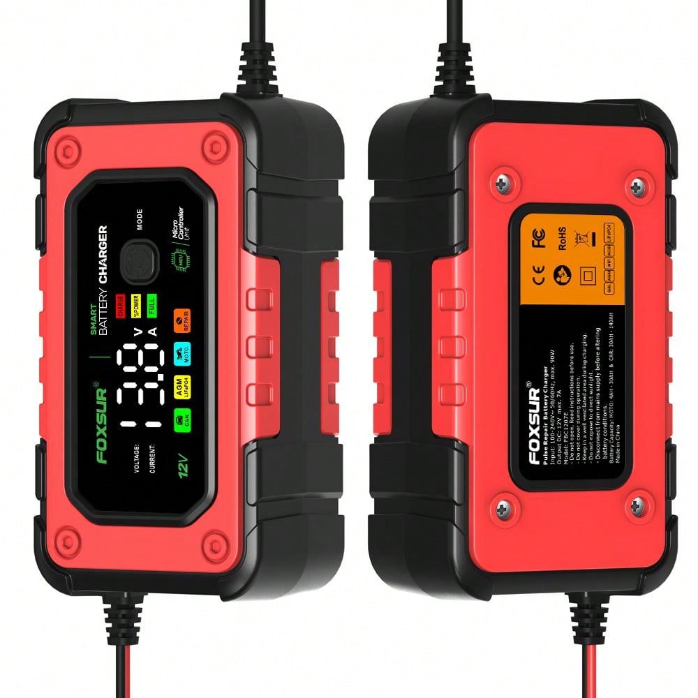 12V 7A Car Battery Charger Digital Battery Maintainer LCD Display Smart Fast Charge For Calcium