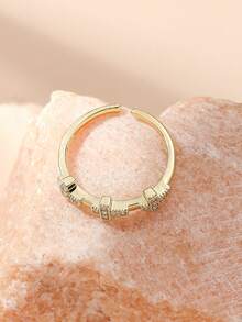 1 Pc Simple And Atmospheric Cross -Shaped Rhinestone Ring Adjustable Women's Daily Life - Yellow Gold - View 4