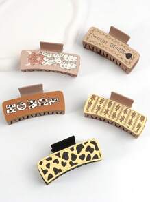 Fashionable & Vintage Western Cowboy Style Hair Claw Clip With Pu Leather & Printed Design For Women. Suitable For Parties, Casual Wear, Friend Gatherings, As Gifts Etc. - Multicolor - View 10